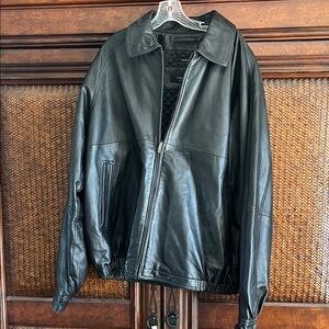 Claiborne Midnight Leather Bomber Jacket